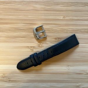 Shinola black leather watch band 18mm - used, good condition